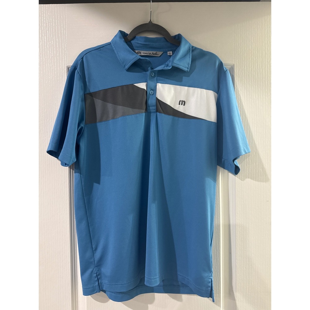 Travis Mathew Mens Blue Colorblock Performance Golf Polo Shirt‎ Size M Medium